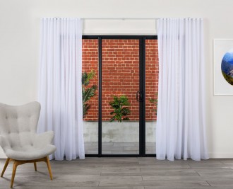 S-fold sheer curtain on streamline standard white track
