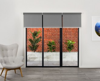 Roller blinds 1/3, 1/3, 1/3, back rolled, 2 x linked blinds