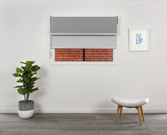 Dual roller blind, dual reverse brackets, face fit