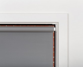 Single roller blind, back rolled, "Gap between bracket and beginning of cloth on chain end reveal fit"