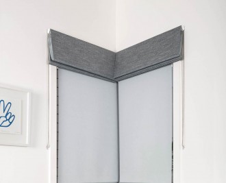 Roman blinds face fitted and  Single roller blinds in sheer fabric reveal fitted Both butt and through installed (Roman blinds shown in fully stacked position, but manually flattened to look their best)