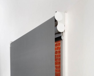 Dual roller blinds, dual reverse brackets, face fit. (Back blind shown fully up)