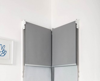 Dual roller blinds, dual reverse brackets, butt and through, face fit