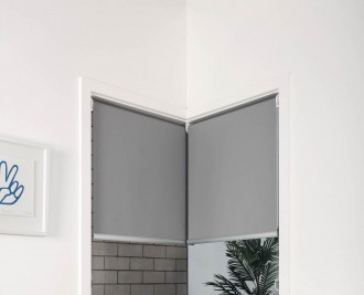 Single roller blinds, Front rolled, butt and through installed, reveal fit