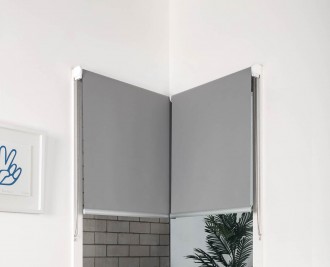 Single roller blinds, butt and through, front rolled, face fit